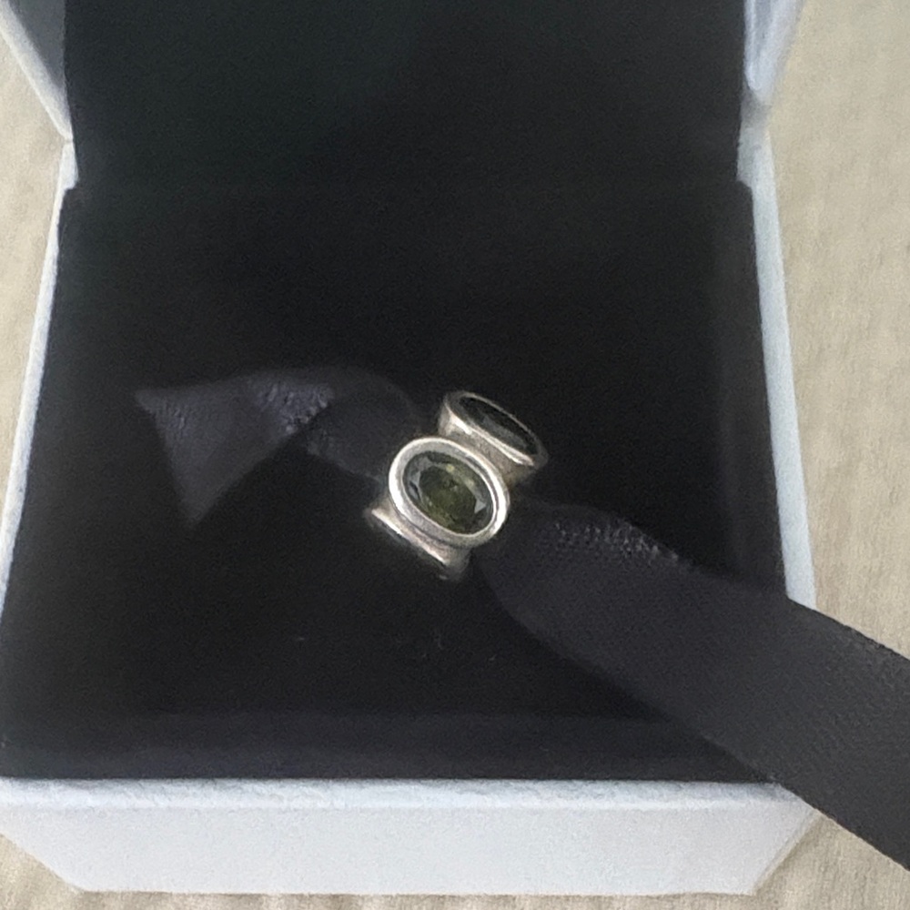 Pandora Silver and Green Gemstone Charm